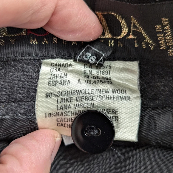 Vintage Escada Charcoal Grey Cashmere Wool Skirt Teal Pinstripe Size 36 - Picture 8 of 16